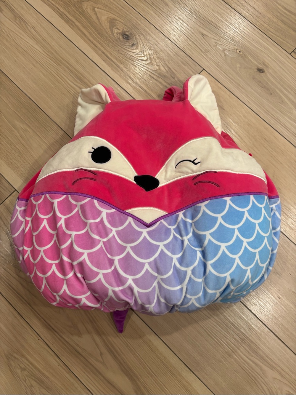 Squishmallows Fox Mermaid Pillow - Hot Pink, Light Purple & Light Blue